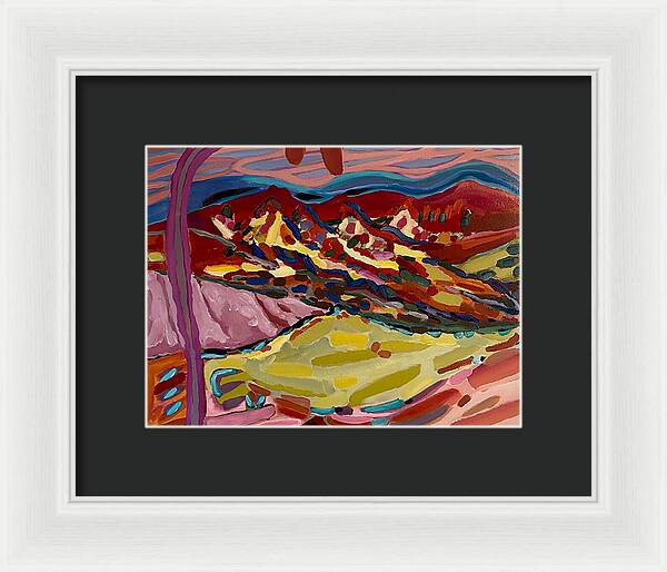 Framed Print | House on Left, Pink Fabric on Line | Gretchen Langner ArtFramed Print