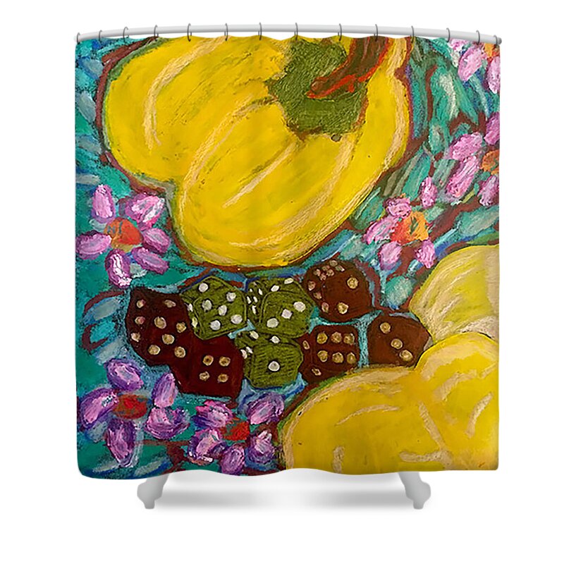 Yellow Peppers and Dice - Shower Curtain | Gretchen Langner Art