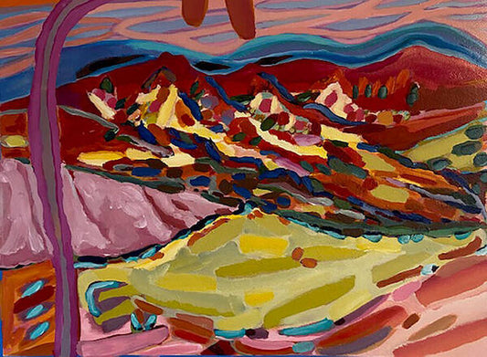Art Print | House on Left, Pink Fabric on Line | Gretchen Langner Art