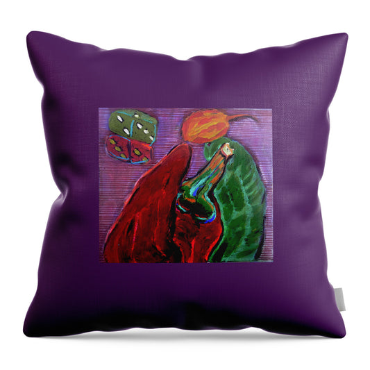 Red Peppers and Dice - Throw Pillow | Gretchen Langner Art