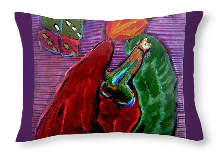 Red Peppers and Dice - Throw Pillow | Gretchen Langner Art