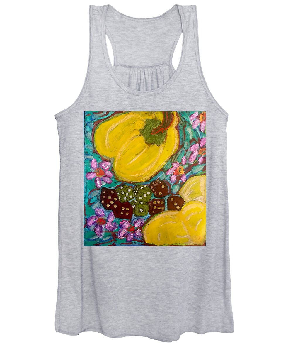 Women's Tank Top | Yellow Peppers and Dice | Gretchen Langner Art