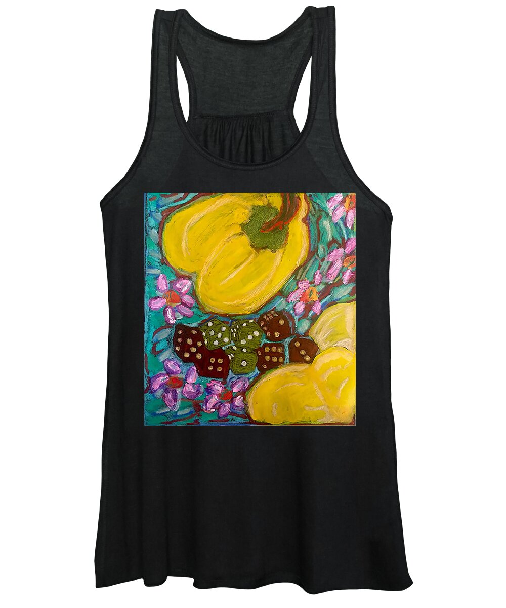 Women's Tank Top | Yellow Peppers and Dice | Gretchen Langner Art