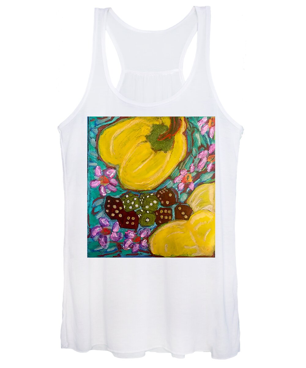Women's Tank Top | Yellow Peppers and Dice | Gretchen Langner Art
