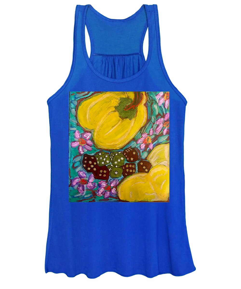 Women's Tank Top | Yellow Peppers and Dice | Gretchen Langner Art