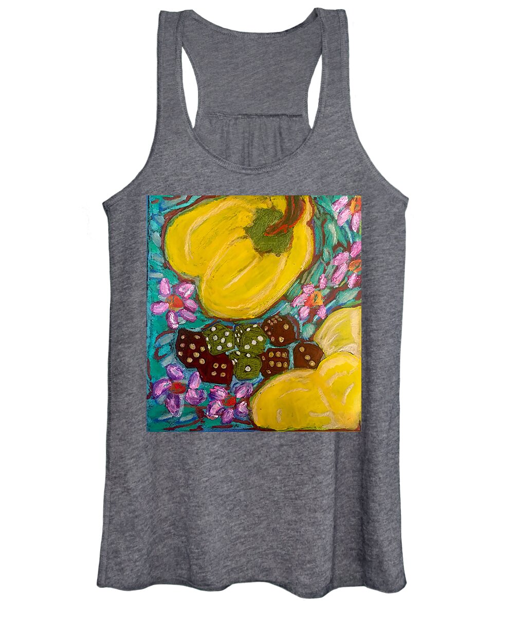 Women's Tank Top | Yellow Peppers and Dice | Gretchen Langner Art