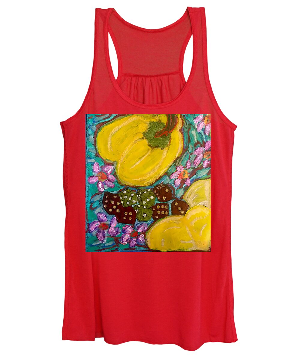 Women's Tank Top | Yellow Peppers and Dice | Gretchen Langner Art
